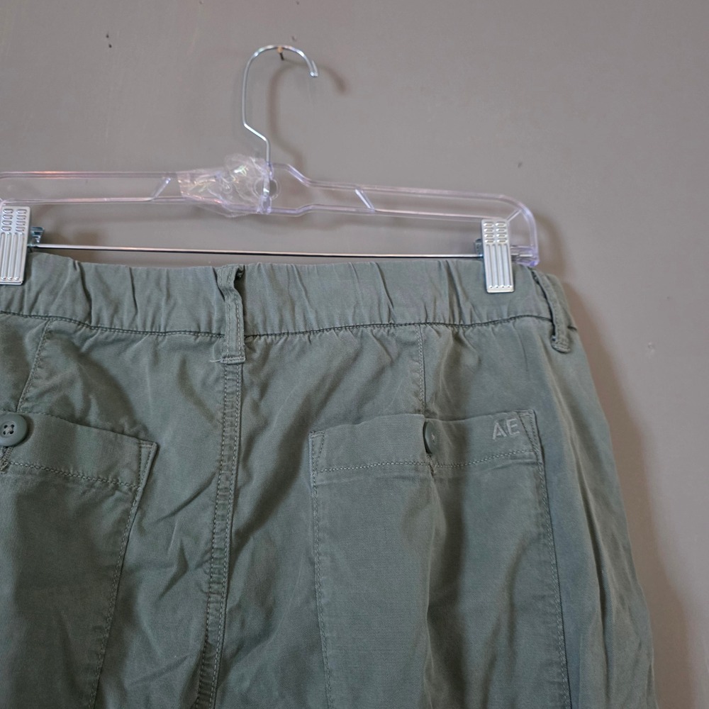 American Eagle Womens Cargo Mid Rise Baggy Pants Women 8 Green Stretch Y2k - Picture 4 of 10